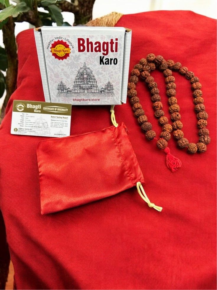 5 Mukhi Original Nepali Rudraksha Mala with Certification (Buy 1 Get 1 Free)