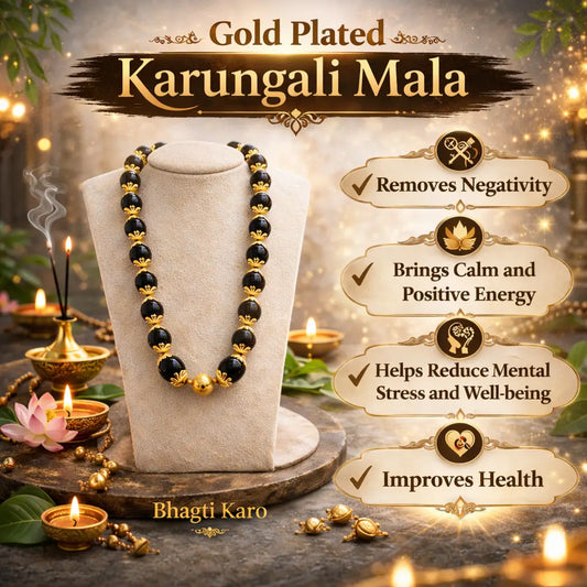 Gold Plated Karungali Mala Original Ebony Wood with Govt. Certification (Buy 1 Get 1 Free) + Free Gifts