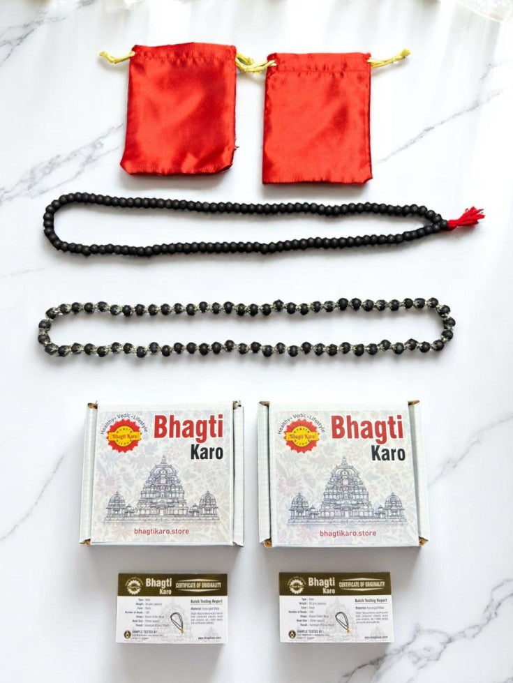 Combo of Original 108 Beads Karungali Mala & Silver Plated Karungali Mala with Govt. Certification