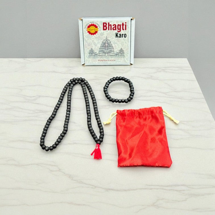 Combo of Original 108-Beads Karungali Malai & Karungali Bracelet with Govt. Certification