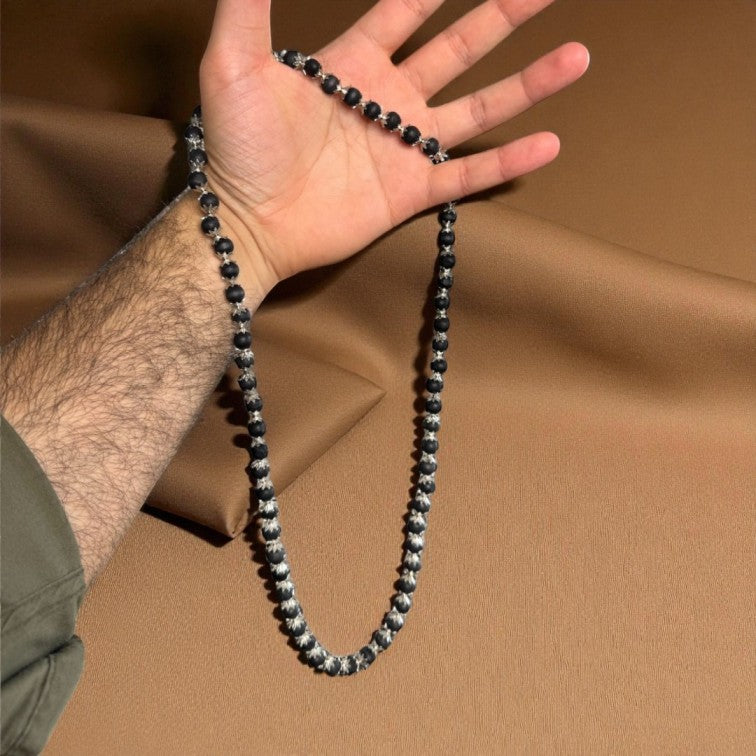 Silver Plated Original Karungali Mala Ebony Wood Beads with Govt. Certification (Buy 1 Get 1 Free)