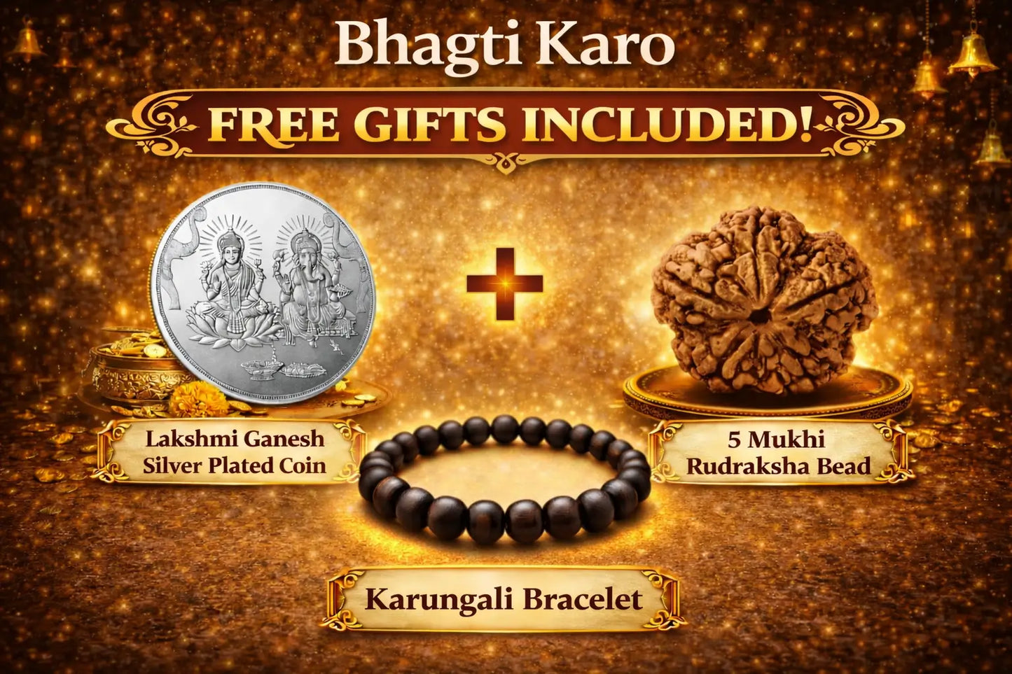 Gold Plated Karungali Mala Original Ebony Wood with Govt. Certification (Buy 1 Get 1 Free) + Free Gifts
