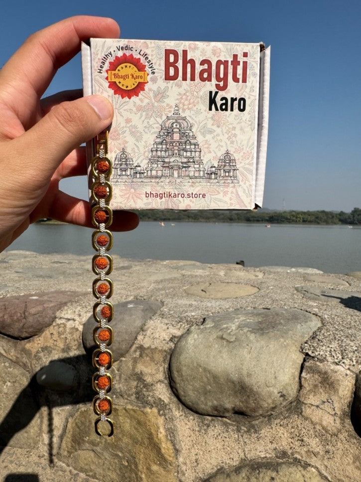 Gold Plated Modern Rudraksha Original Bracelet (Buy 1 Get 1 Free)