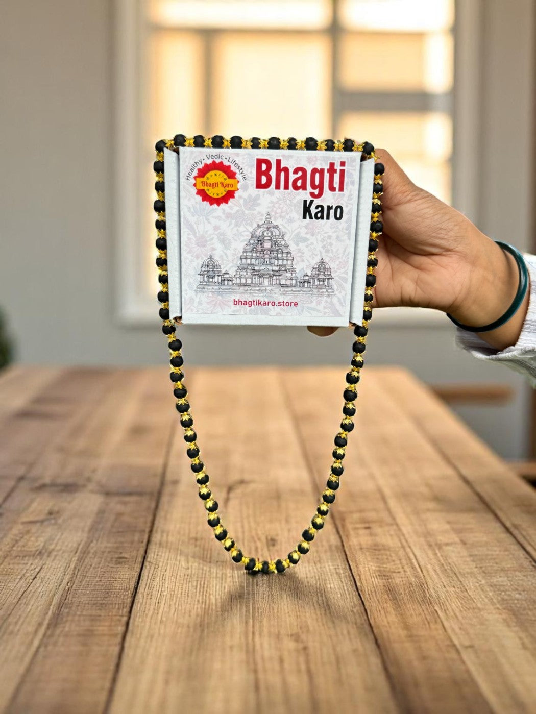 Gold Plated Karungali Mala Original Ebony Wood with Certification (Buy 1 Get 1 Free)