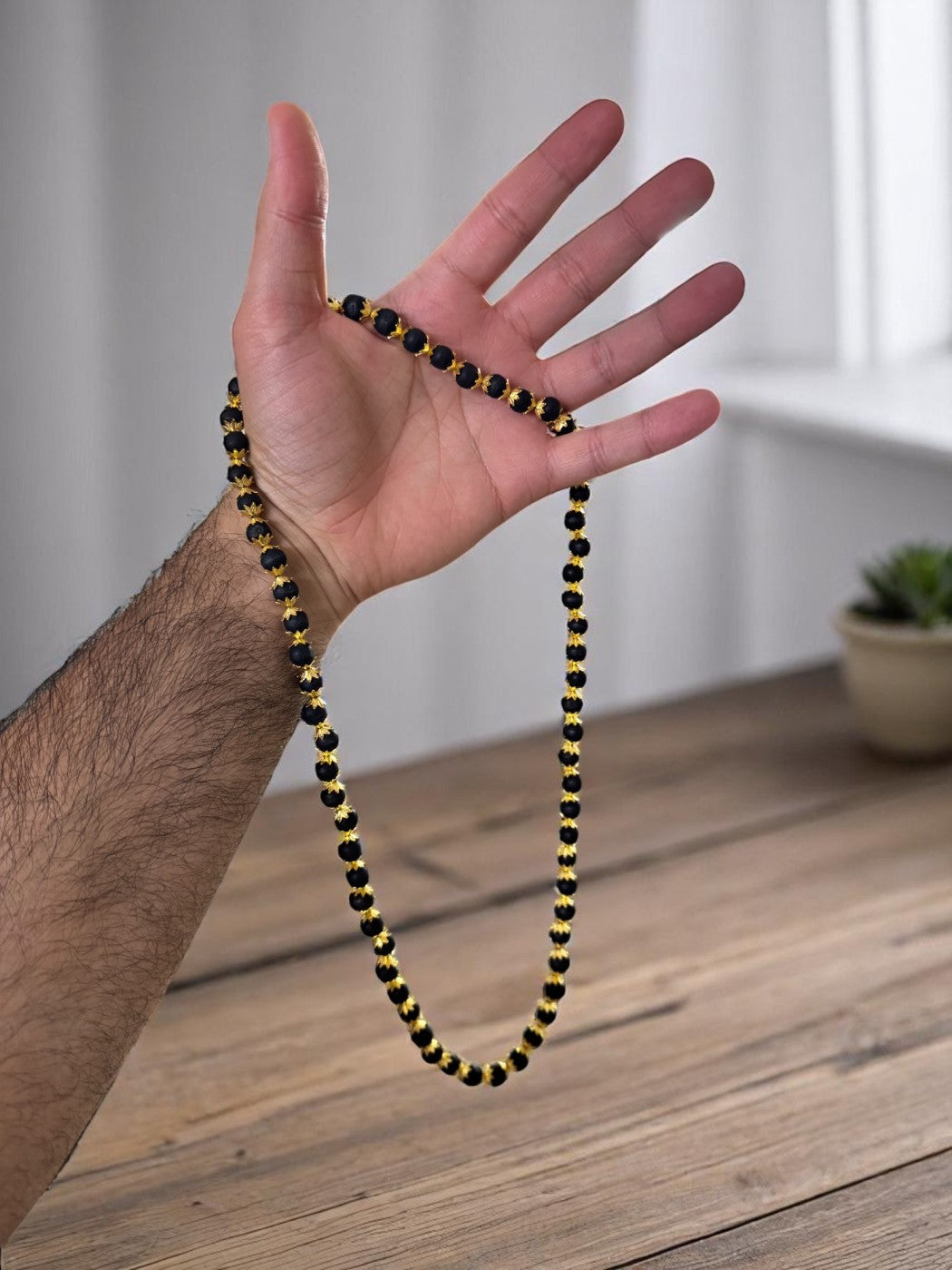 Gold Plated Karungali Mala Original Ebony Wood with Certification (Buy 1 Get 1 Free)
