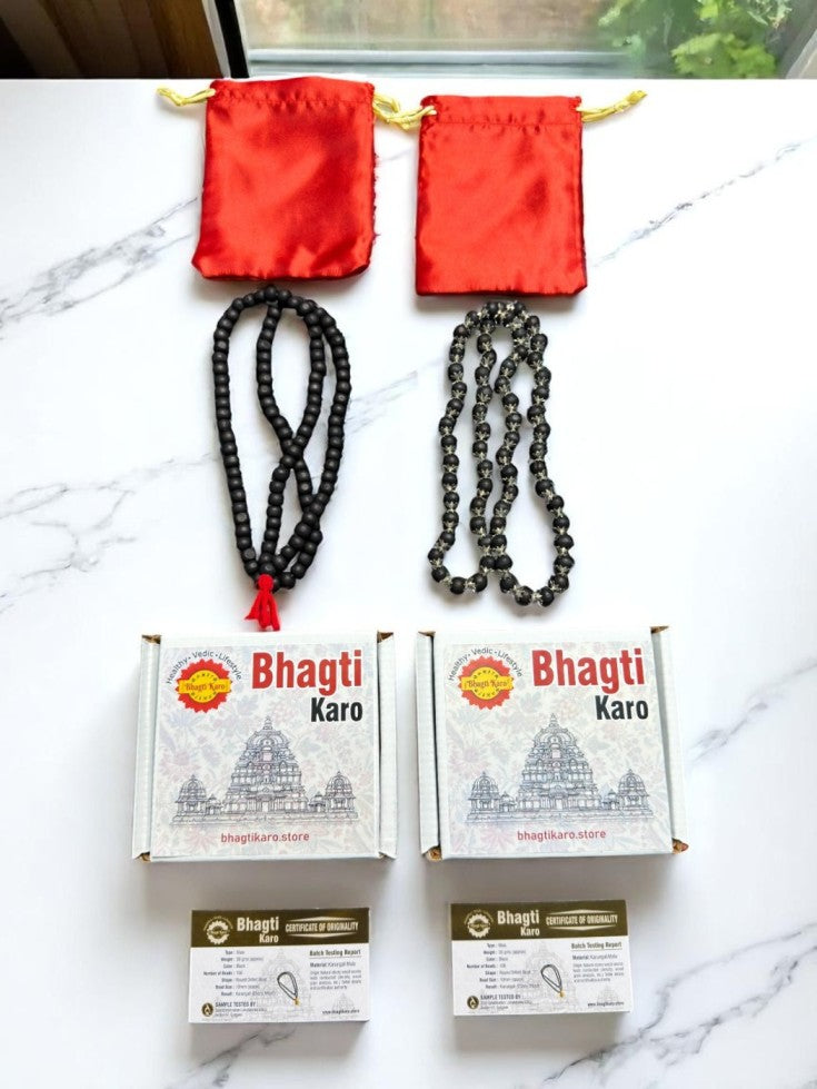 Combo of Original 108 Beads Karungali Mala & Silver Plated Karungali Mala with Govt. Certification