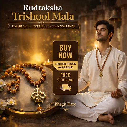 OM Shiva Trishool Rudraksha Necklace (Buy 1 Get 1 Free) + Free Gifts