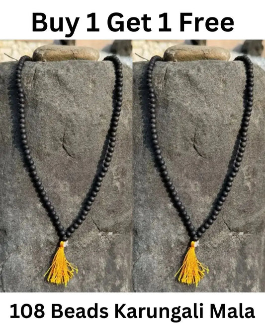 108 Beads Karungali Malai - Original Natural Ebony Wood with Govt Certification (Buy 1 Get 1 Free)