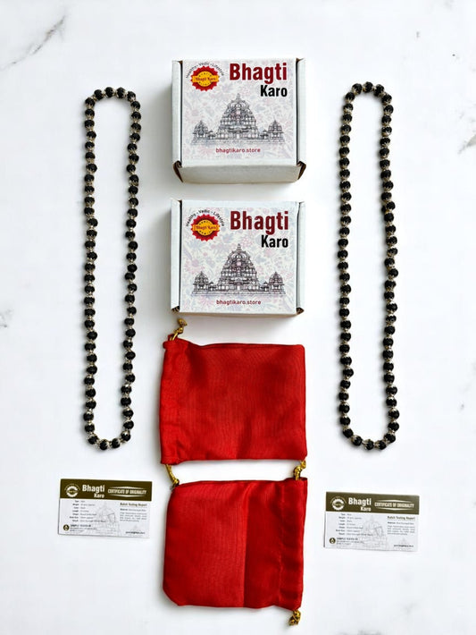 Silver Plated Original Karungali Mala Ebony Wood Beads with Govt. Certification (Buy 1 Get 1 Free)