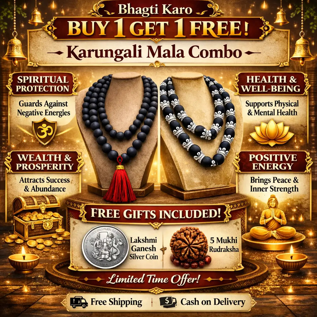 Combo of Original 108 Beads & Silver Plated Karungali Mala + Free Gifts