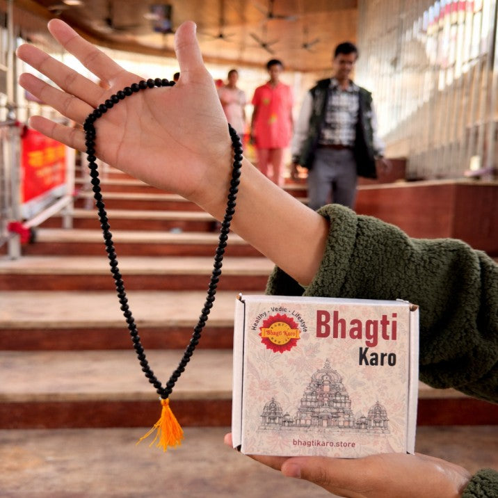 108 Beads Original Karungali Mala - Ebony Wood Beads with Govt. Certification (Buy 1 Get 1 Free) + Free Gift