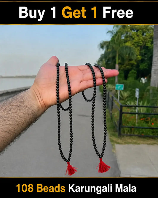 2 Original Karungali Malai 108-Beads Ebony Wood with Govt. Certification (Buy 1 Get 1 Free)