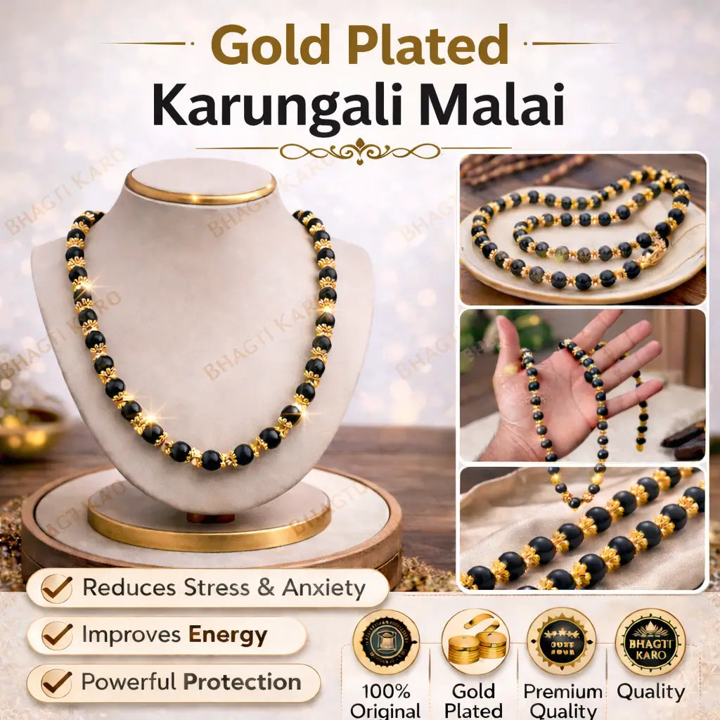 Gold Plated Karungali Mala Original Ebony Wood with Govt. Certification (Buy 1 Get 1 Free) + Free Gifts