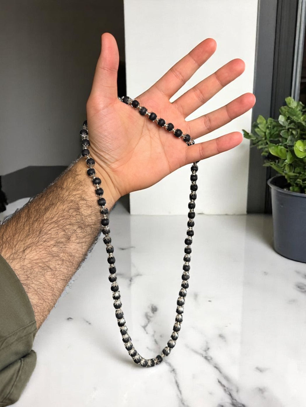 Silver Plated Original Karungali Mala Ebony Wood Beads with Govt. Certification (Buy 1 Get 1 Free)