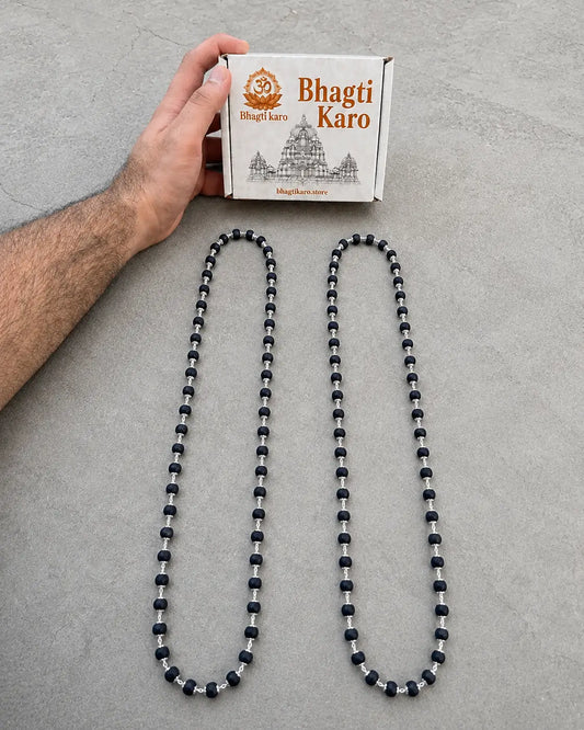 2 Silver Plated Karungali Mala with Govt Certification (Buy 1 Get 1 Free)