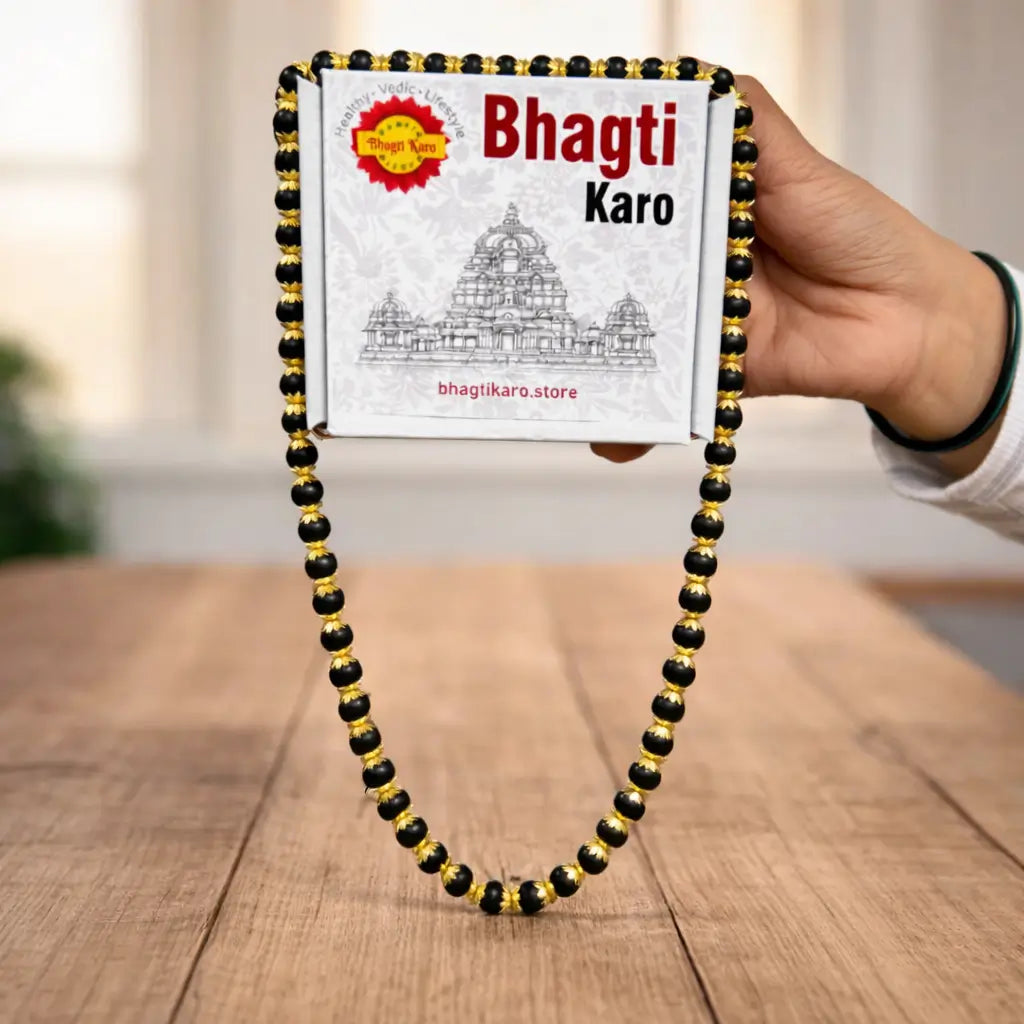 Gold Plated Karungali Mala Original Ebony Wood with Govt. Certification (Buy 1 Get 1 Free) + Free Gifts