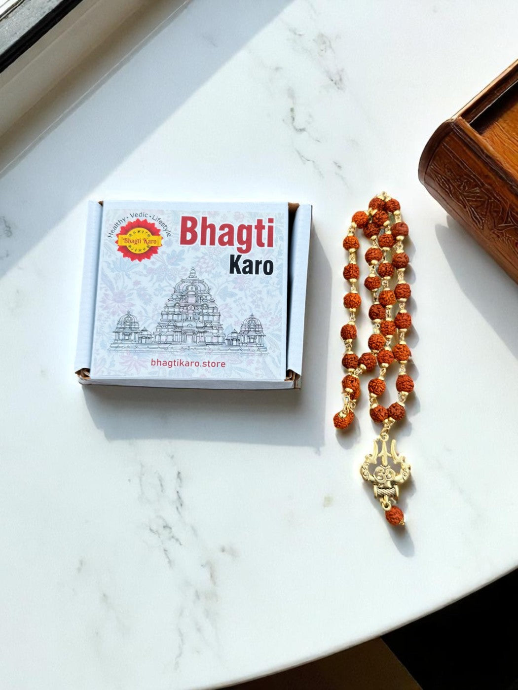 OM Shiva Trishool Rudraksha Necklace 54 Beads with Govt. Certification (Buy 1 Get 1 Free)
