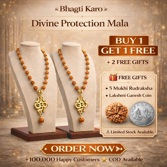 Om Shiva Trishool Rudraksha Necklace (Buy 1 Get 1 Free) + Free Gifts